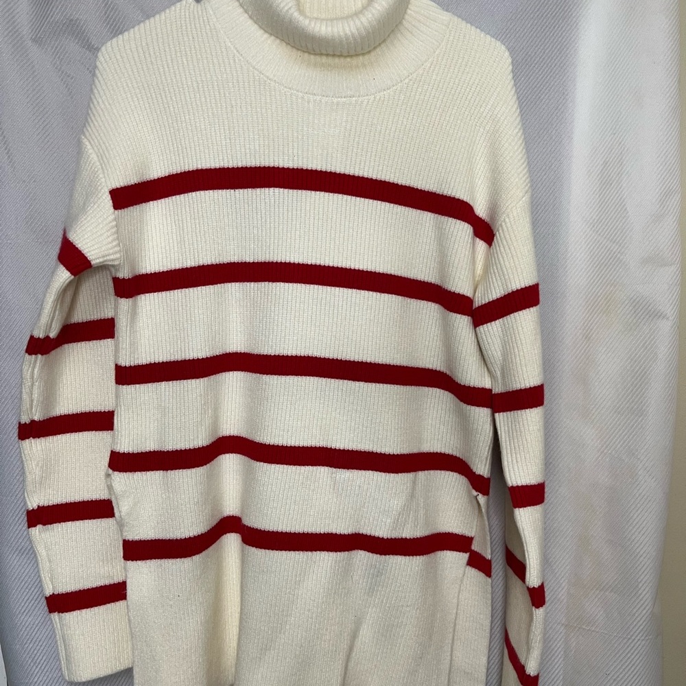 🆕. The Drop. Red Striped loose turtle neck Sweater NWT. EB